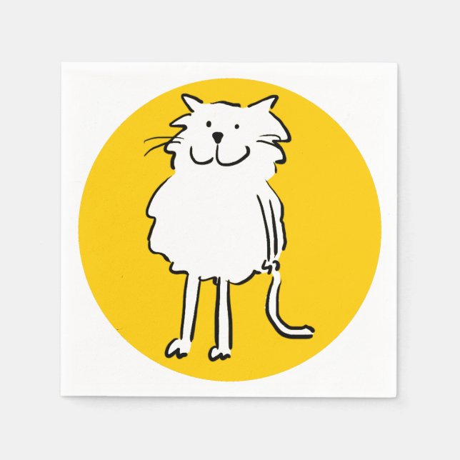 Servilleta De Papel Gato sonriente feliz como Ilustracion Personalizad (Anverso)