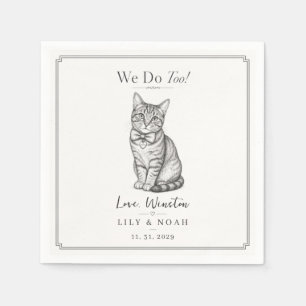 Servilleta De Papel Gato Tabby Personalizado Boceto de Boda Minimalist