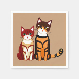 Servilleta De Papel Gato tigre a rayas y Ginger Kitten