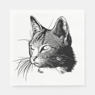 Servilleta De Papel Gato Tigre Gris Gatito Adorable