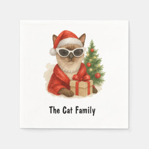 Servilleta De Papel Gato usar gafas de sol blancas Navidades de sombre