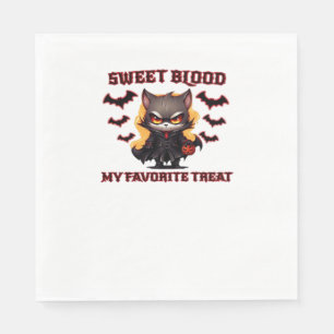Servilleta De Papel Gato vampiro enojado anhela sangre dulce de Hallow
