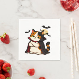Servilleta De Papel Gato vampiro gruñón de Halloween