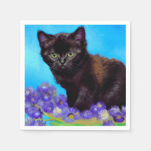 Servilleta De Papel Gato Van Gogh y flores