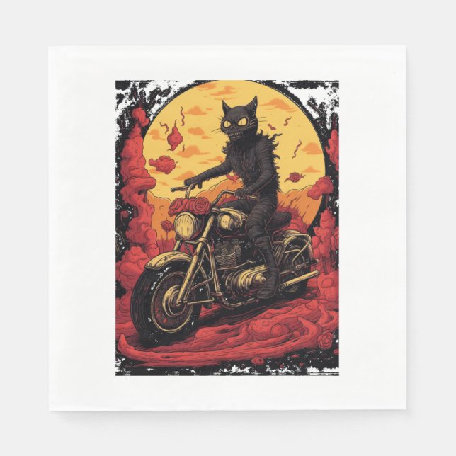 Servilleta De Papel Gato Y Bicicleta Roja - Colin (Anverso)