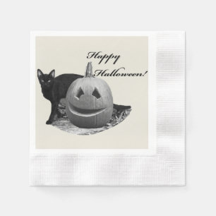 Servilleta De Papel Gato y calabaza feliz Halloween