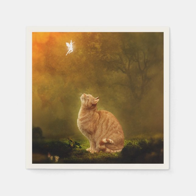 Servilleta De Papel Gato y hadas (Anverso)