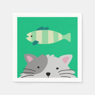 Servilleta De Papel Gato y pescado