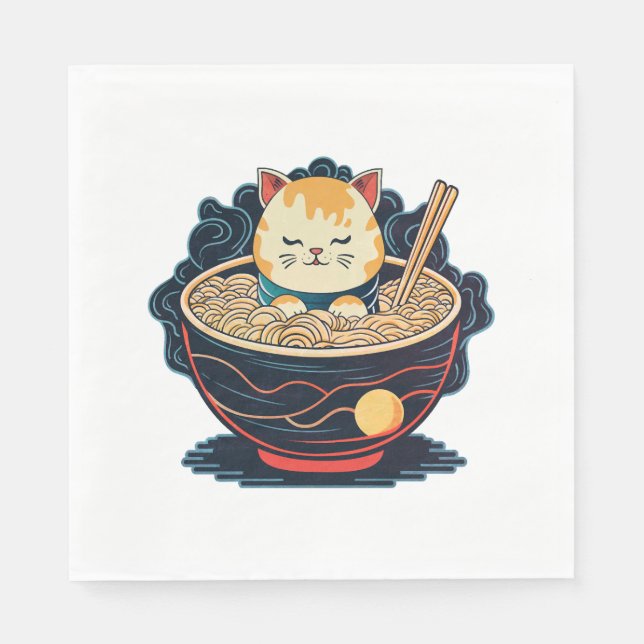 Servilleta De Papel Gato y ramen (Anverso)