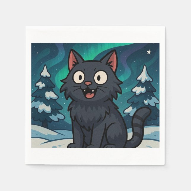 Servilleta De Papel Gato Yule islandés de Navidad (Anverso)