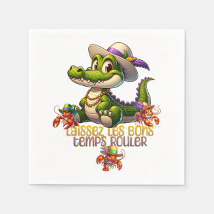 Servilleta De Papel Gator Fiesta Mardi Gras y Crawdads