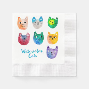 Servilleta De Papel Gatos a la acuarela y amigos