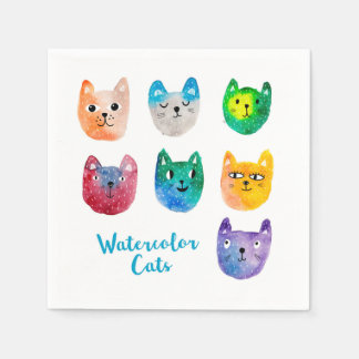 Servilleta De Papel Gatos acuarelas y amigos