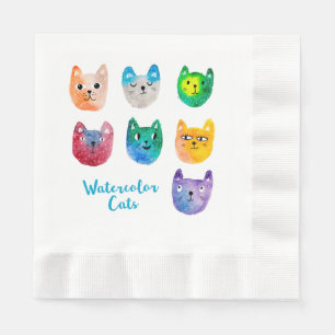 Servilleta De Papel Gatos acuarelas y amigos