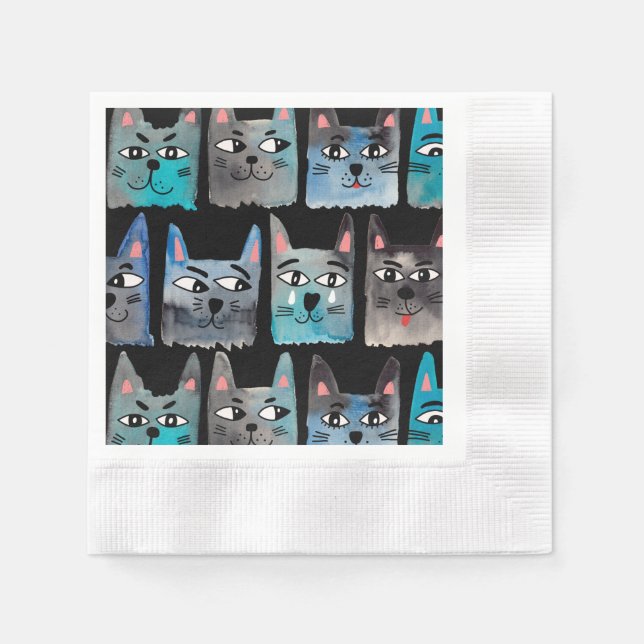 Servilleta De Papel Gatos azules (Anverso)