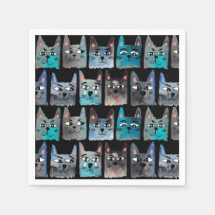 Servilleta De Papel Gatos azules