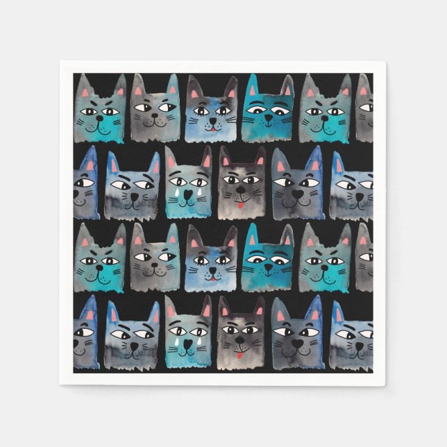 Servilleta De Papel Gatos azules (Anverso)