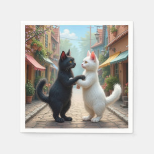 Servilleta De Papel Gatos bailando lentamente en una calle empedrada