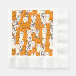 Servilleta De Papel Gatos blancos y jengibre patrón ojos verdes ojos a