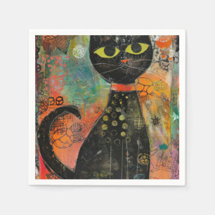 Servilleta De Papel Gatos de acuarela Boho - Arte felino de tierra (7)