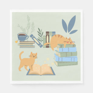 Servilleta De Papel Gatos de Biblioteca