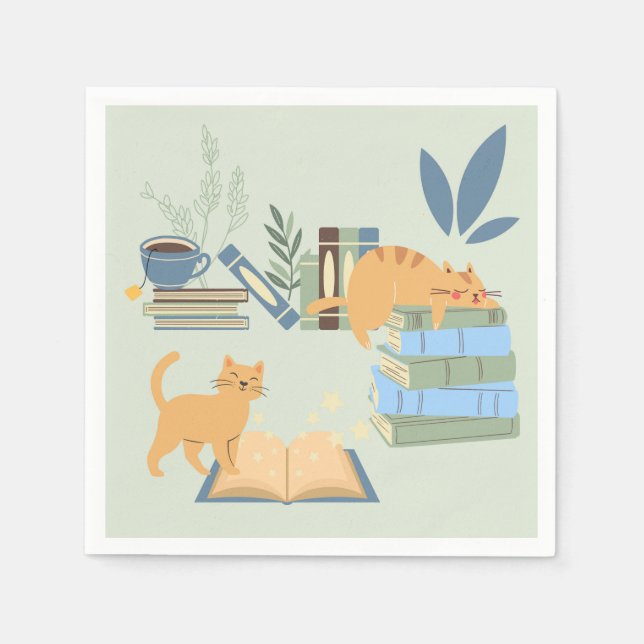 Servilleta De Papel Gatos de Biblioteca (Anverso)