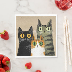 Servilleta De Papel Gatos de dibujos animados lindos, de ojos grandes,
