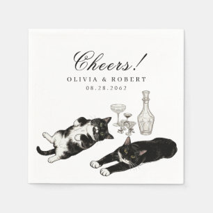 Servilleta De Papel Gatos de Esmoquin Lindos Cóctel Vintage Boda