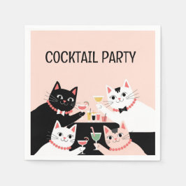Servilleta De Papel Gatos de fiesta de cóctel retro sofisticados