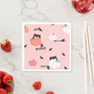 SERVILLETA DE PAPEL GATOS DE HALLOWEEN ROSAS CALABAZAS