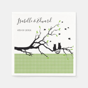 Servilleta De Papel Gatos de Moda Enamorado de Cuadros Verde Musgo Bod