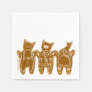 Servilleta De Papel Gatos de pan de jengibre - Mano pintada