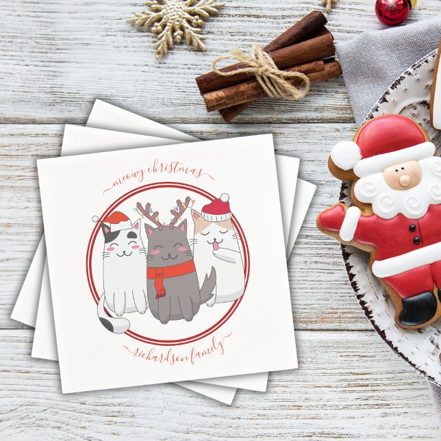 Servilleta De Papel Gatos de vacaciones de los Navidades Meowy (Subido por el creador)