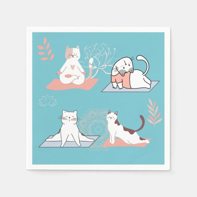 Servilleta De Papel Gatos de yoga loto (Anverso)
