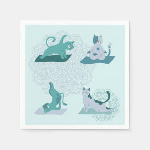 Servilleta De Papel Gatos de Yoga Verdes