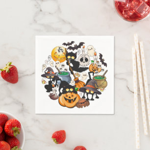 Servilleta De Papel Gatos divertidos de Halloween en una fiesta