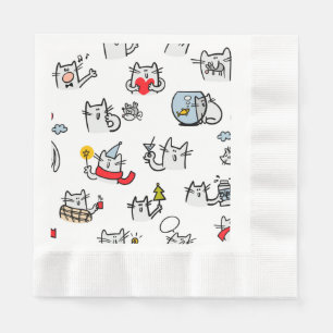 Servilleta De Papel Gatos divertidos, leche y magia.