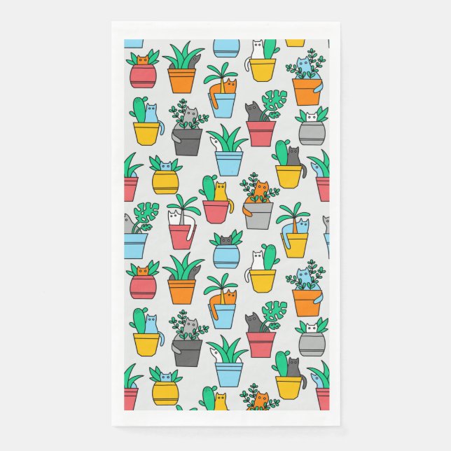 Servilleta De Papel Gatos en flowerpotsv (Anverso)