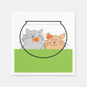 Servilleta De Papel Gatos en un pecera