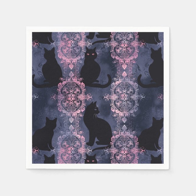 Servilleta De Papel Gatos góticos negros patten (Anverso)