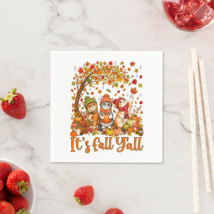 Servilleta De Papel Gatos lindos de otoño hojas calabaza "Es otoño tod