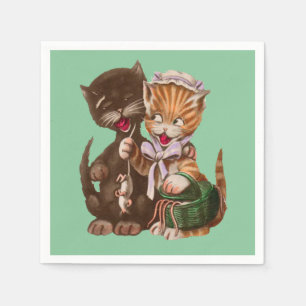 Servilleta De Papel Gatos machos felices guapos con rata