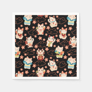 Servilleta De Papel Gatos Maneki Neko Personalizados Afortunados
