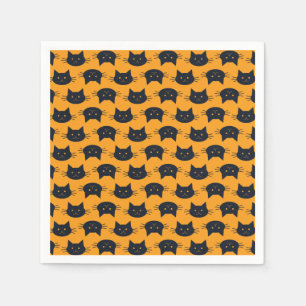 Servilleta De Papel Gatos modernos negros y Naranjas de Halloween