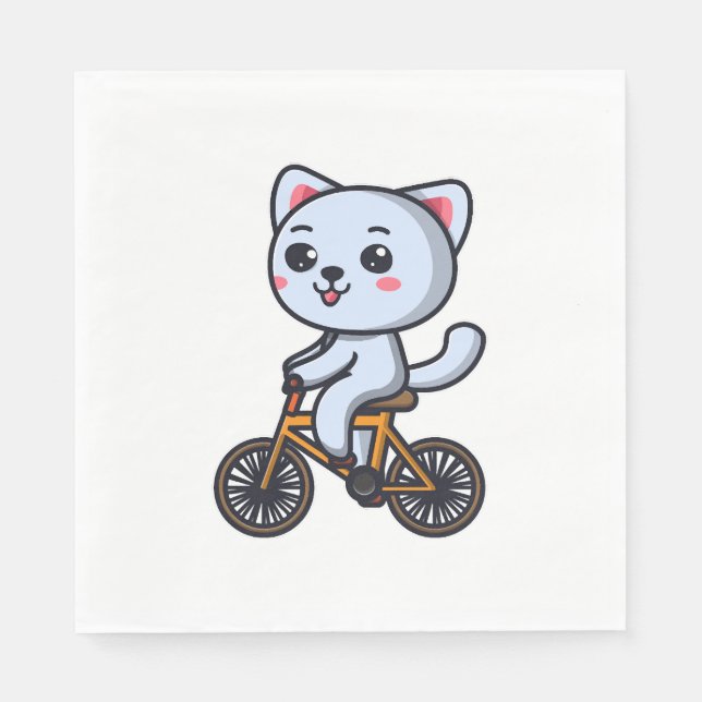 Servilleta De Papel Gatos montando regalos de diseño de bicicleta de g (Anverso)
