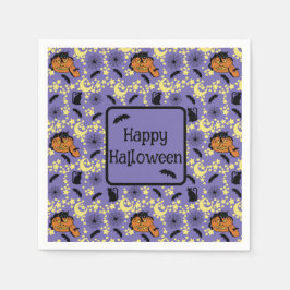 Servilleta De Papel Gatos, murciélagos y estrellas de Halloween