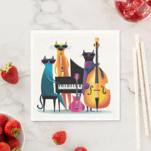 Servilleta De Papel Gatos Músicos de Cool Jazz Banda