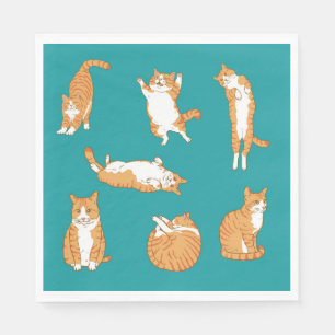 Servilleta De Papel Gatos Naranjas Divertidos