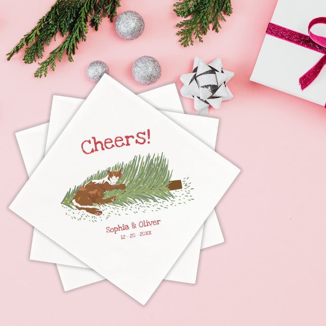 Servilleta De Papel Gatos naranjas divertidos vs árboles de Navidad en (Subido por el creador)