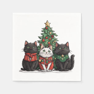 Servilleta De Papel Gatos Navideños Adorables